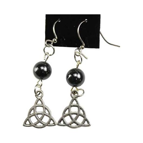 Hematite Triquetra Earrings for Meditation and Energy Focus