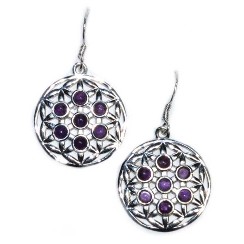 Pendientes de Amatista Flower of Life