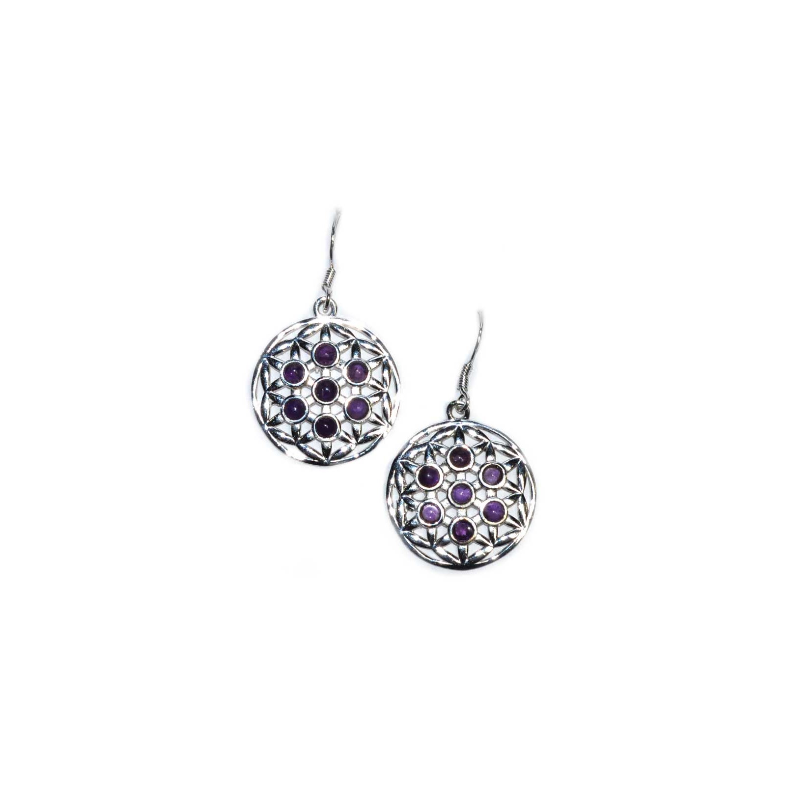 Amethyst Flower of Life Earrings