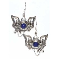 Ganesha Lapis Earrings Sterling Silver Prosperity