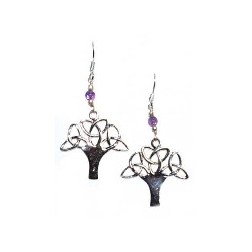 1.25" Tree Amethyst Earrings for Peace