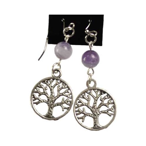 Amethyst Tree of Life Earrings for Meditation