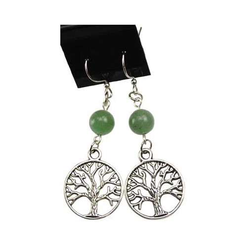 Green Aventurine Tree of Life Earrings - Spiritual Jewelry