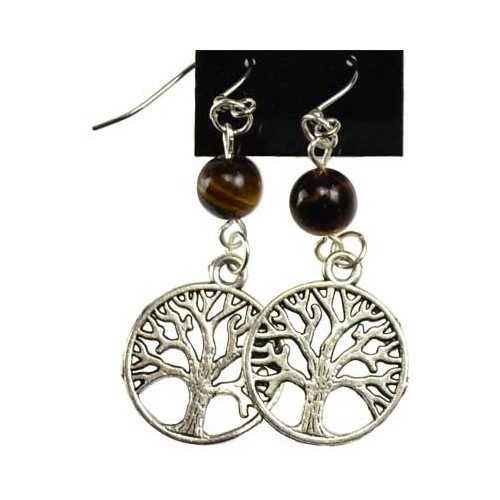 Tigers Eye Tree of Life Earrings