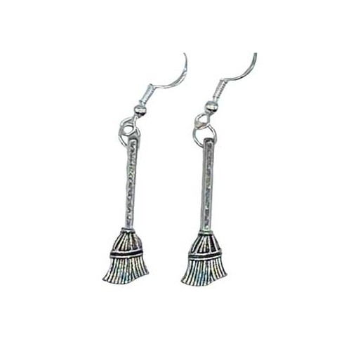 Witch Broom Dangle Earrings for Protection and Style