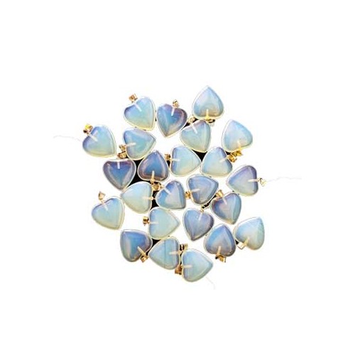 Set of 24 Opalite Heart Pendants (20mm) for Healing