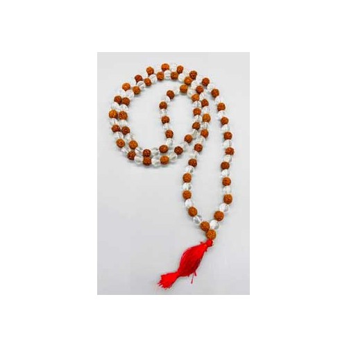 Japmala de Rudraksha y Cuarzo