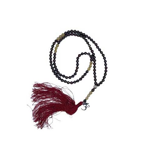 Japmala de Om Granate Rutile Dorado Accesorios Espirituales