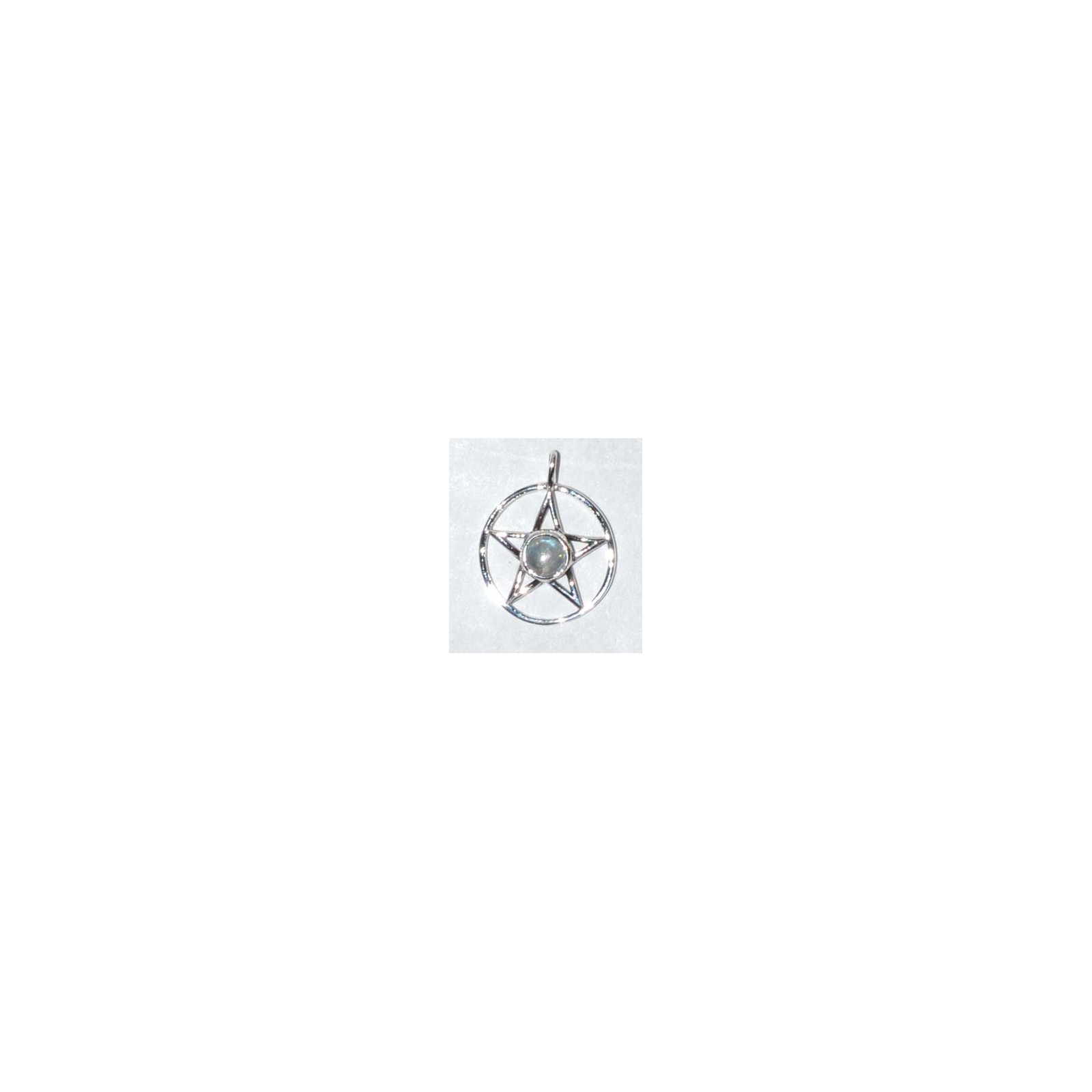 Sterling Silver Pentacle with Moonstone Pendant