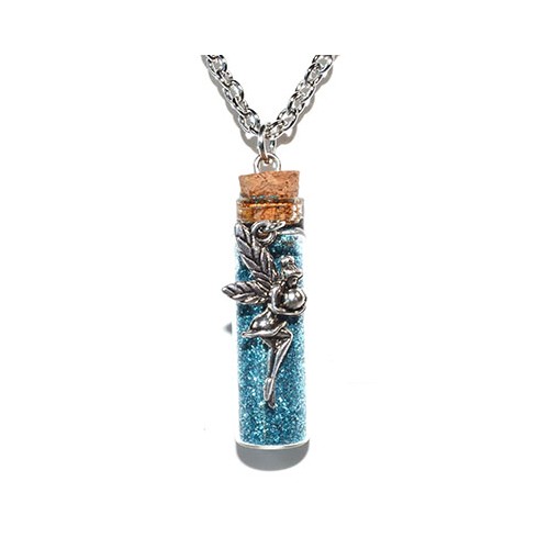 Fairy Blue Glitter Spell Bottle Necklace