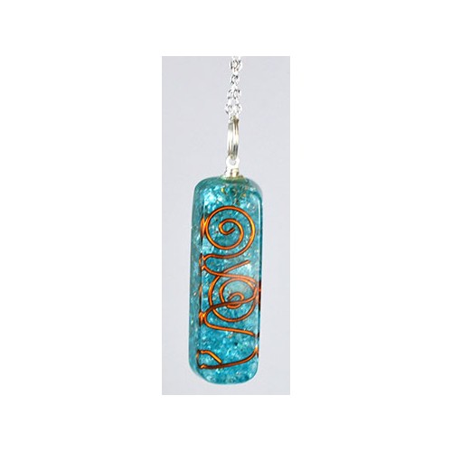 Orgone Aquamarine Pendant with Chain for Energy Balance