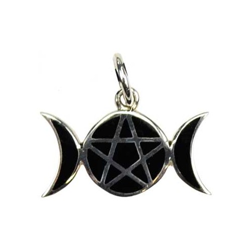 Sterling Silver Pentagram Moons Pendant