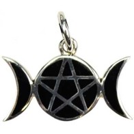 Sterling Silver Pentagram Moons Pendant