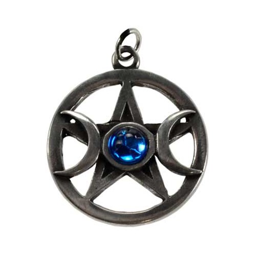 Colgante de Pewter de Pentagrama y Lunas