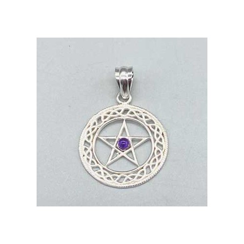 30mm Amethyst Pentagram Pendant in Sterling Silver