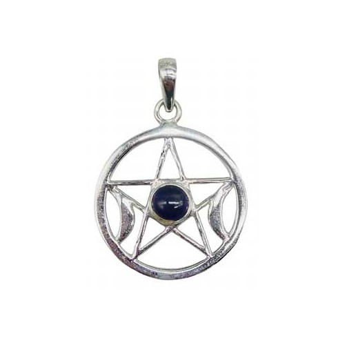 Amethyst Triple Moon Pentagram Pendant 30mm