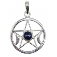 Amethyst Triple Moon Pentagram Pendant 30mm