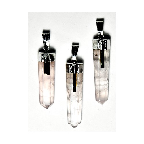 Rose Quartz with Tourmaline Pendant for Healing