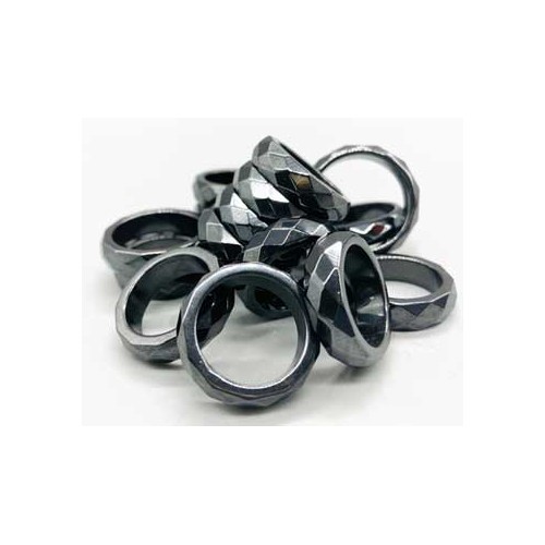 50 Anillos Magnéticos Facetados de Hematite para Magia