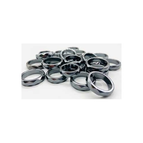 Set of 50 Faceted Hematite Rings for Protection