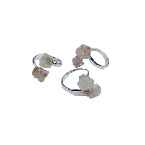 Juego de Anillos Ajustables de Cuarzo Rosa