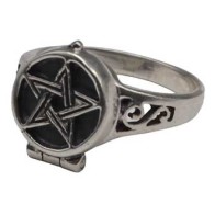 Pentagram Poison Ring Size 7 Sterling Silver