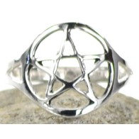 Silver Plated Brass Pentagram Ring Size 7