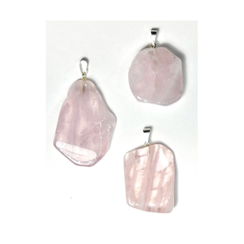 Unique Rose Quartz Slice Pendant