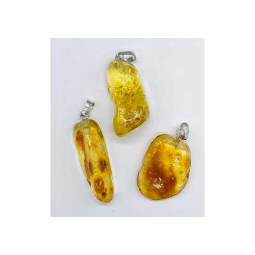 Unique Amber Tumbled Pendant