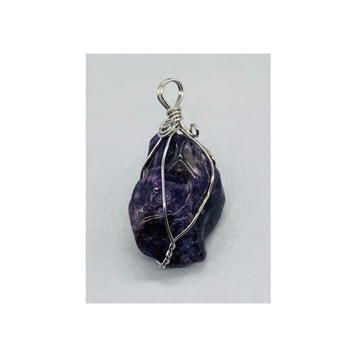 Amethyst Wire Wrapped Pendant for Energy