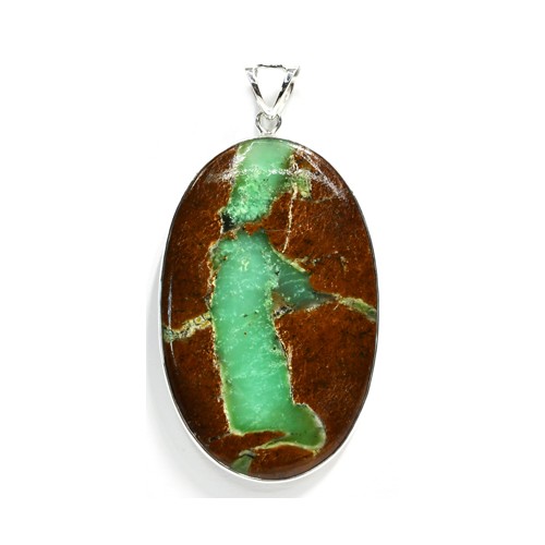 Large Chrysoprase Pendant in Sterling Silver