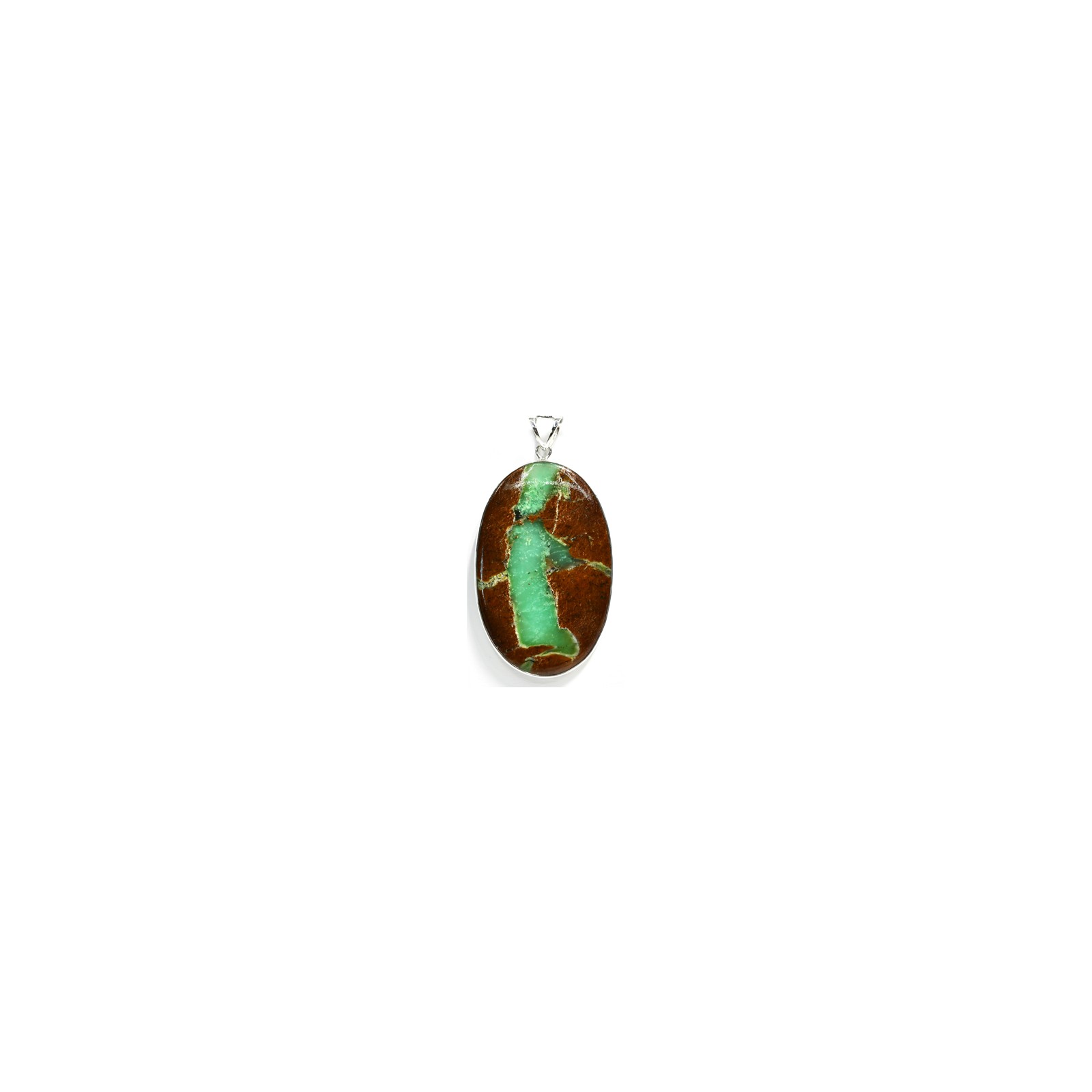 Large Chrysoprase Pendant in Sterling Silver