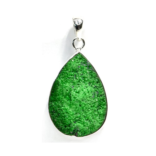 Uvarovite Teardrop Pendant in Sterling Silver