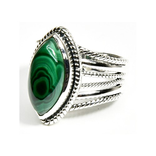 Size 11 Malachite Ring with Sterling Silver