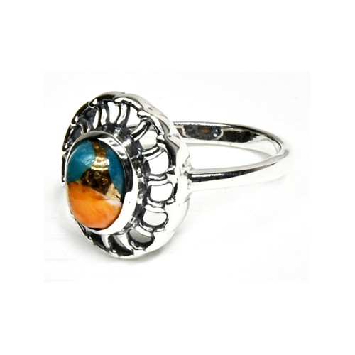 Size 7 Spiny Oyster Turquoise Ring in Sterling Silver