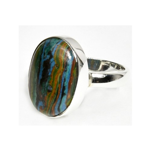 Size 7 Rainbow Calsilica Sterling Silver Ring