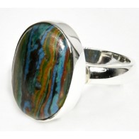 Size 7 Rainbow Calsilica Sterling Silver Ring