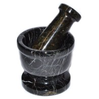 Black Zebra Mortar Pestle Set for Herbs