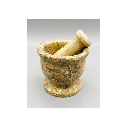 2.5 Inch Fossil Coral Mortar and Pestle Set