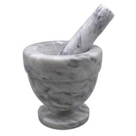 4" White Marble Mortar and Pestle Set