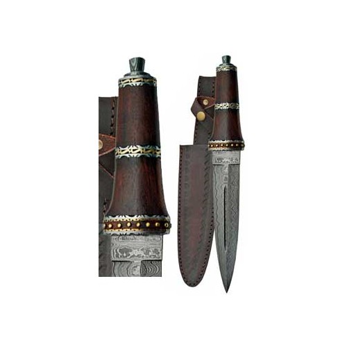 Athame de Damasco Dirk Wod 13 3/4\"