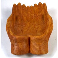 7" Wooden Hand Offering Bowl for Home Decor