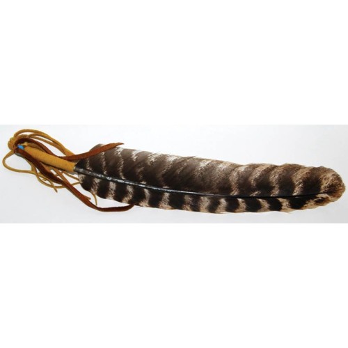 Leather Wrapped Smudging Feather 12 inches