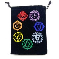 Set of 10 Black Velveteen Chakra Bags for Crystals