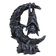 5 1/4" Bat Hanging on Moon Decorative Piece