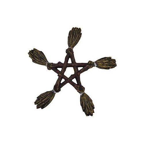 Pentagram Broom Wall Hanging Magical Decor