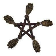 Pentagram Broom Wall Hanging Magical Decor