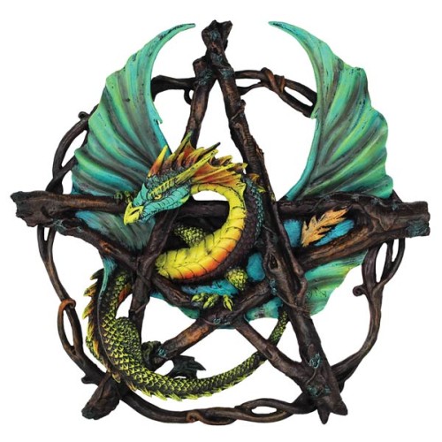 Forest Pentagram Dragon Wall Plaque 13"