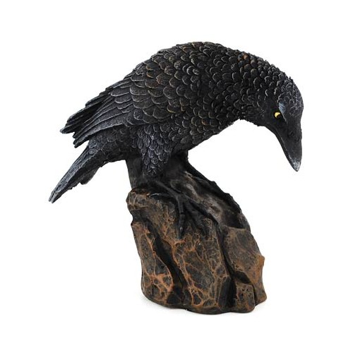 Downward Looking Raven 5 1/2 Inch Statue