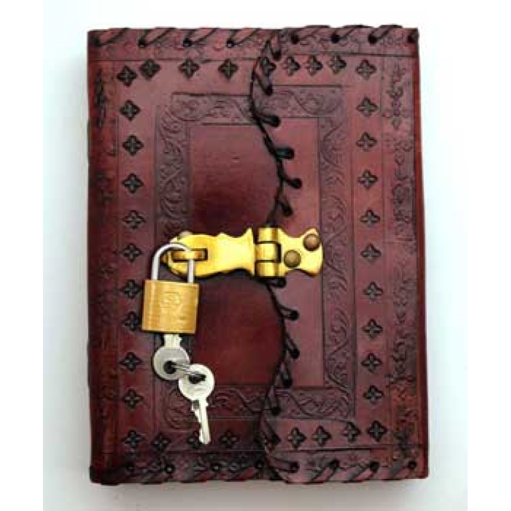 Embellished Leather Blank Journal with Key